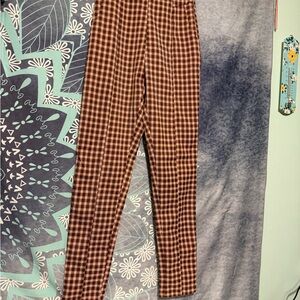 Princess Polly Brown Plaid Trousers